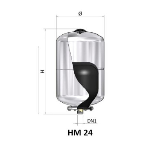 ΔΟΧΕΙΟ ELBI ΑΝΟΞΕΙΔΩΤΟ ΕΝΑΛΛΑΞΙΜΗΣ ΜΕΜΒΡΑΝΗΣ 24L ΟΒΑΛ HM 24 (10 BAR)