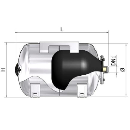 ΔΟΧΕΙΟ ELBI ΑΝΟΞΕΙΔΩΤΟ ΕΝΑΛΛΑΞΙΜΗΣ ΜΕΜΒΡΑΝΗΣ 100L ΟΡΙΖΟΝΤΙΟ HXH-100 (10 BAR)